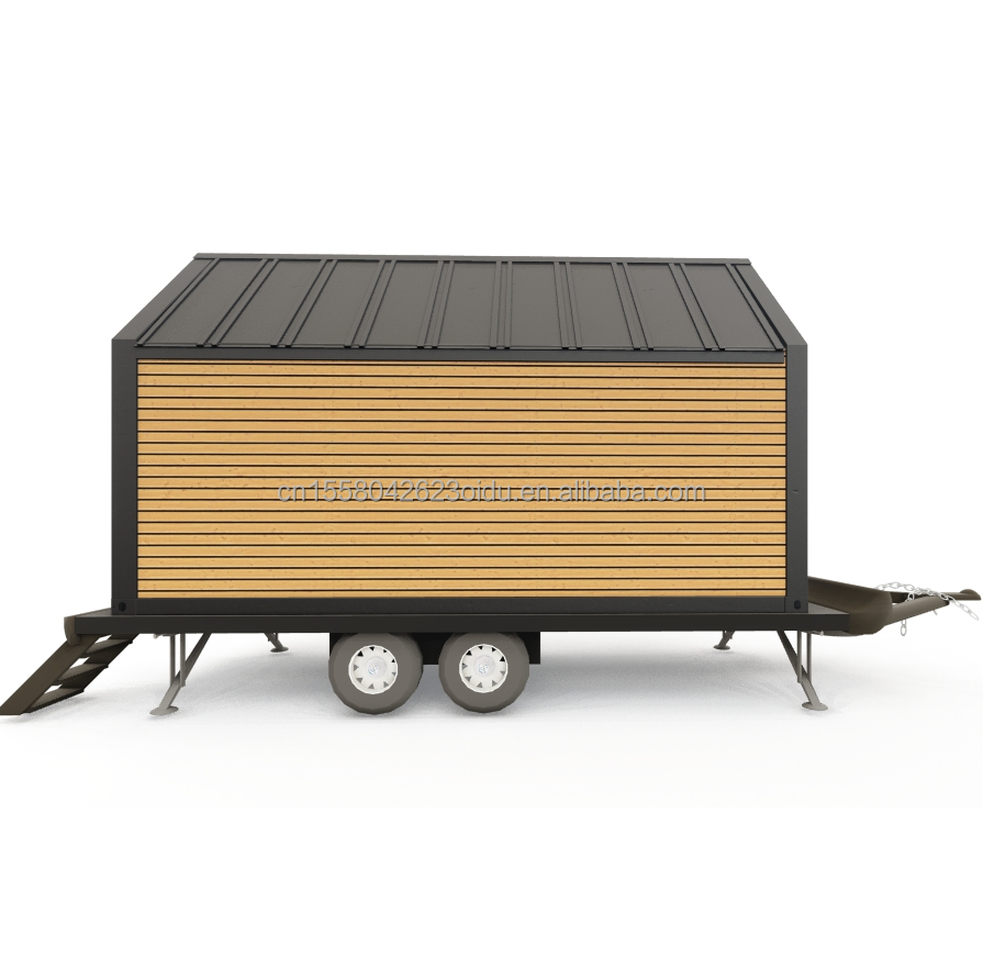 Galvanized Steel Square Tubes Modern Triangular Wooden Container House on Wheels for Outdoor Coffee Sales and Design Style