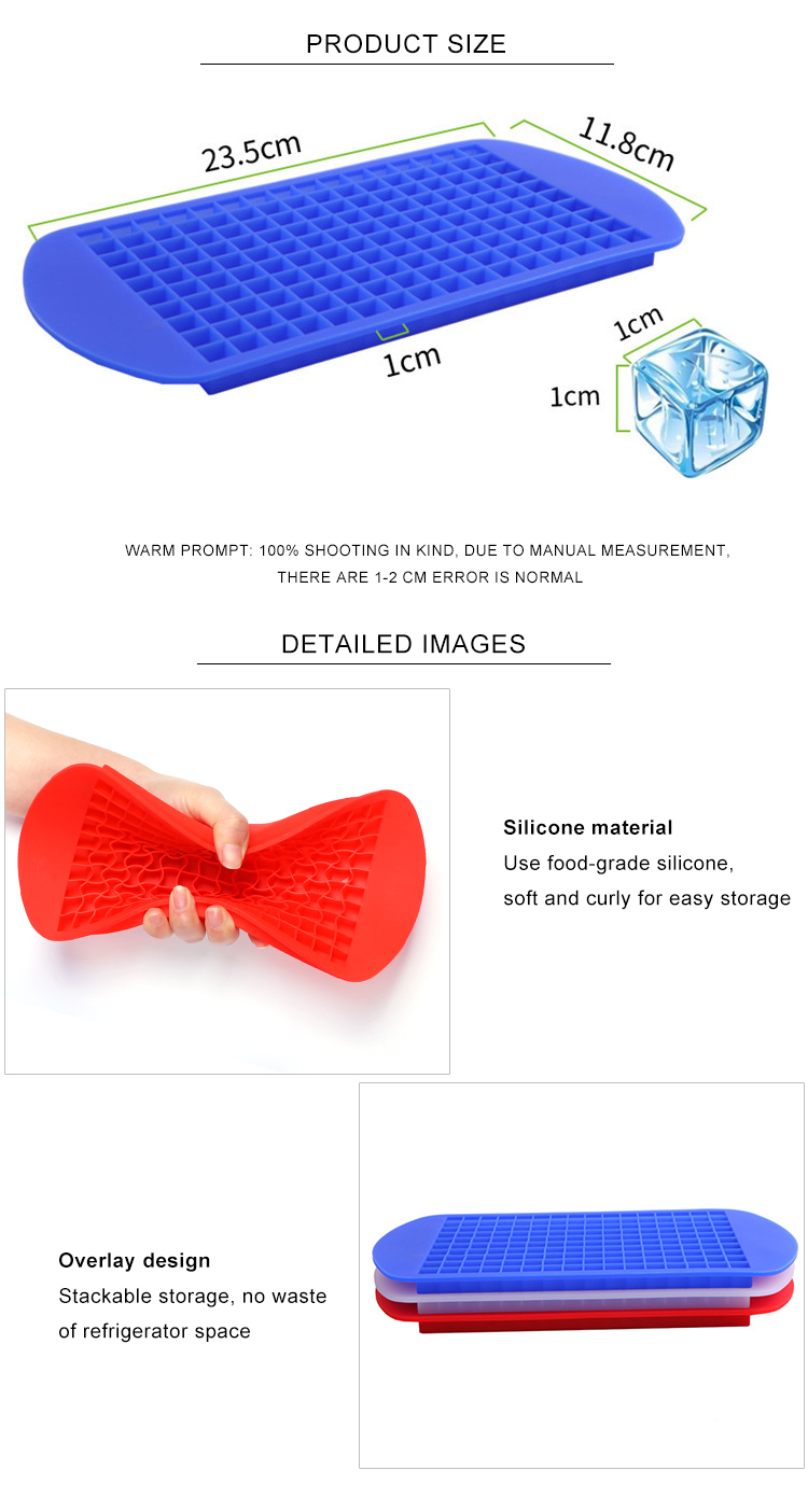 BPA Free 160 Cavity Square Silicone Ice Cube Tray