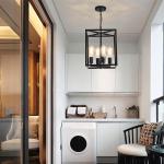 Industrial Metal Lantern Chandeliers 4-Light Adjustable Height Farmhouse