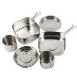 Lightweight Backpacking Outdoor Kitchen Picnic Pot Pan Stainless Steel 6 PCS