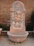 Lotus Flower Carved Pink Marble Stone Wall Water Fountain