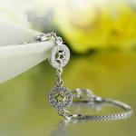 White Gold Plated Sterling Silver Cubic Zircon Start Charm Bracelets (B12281