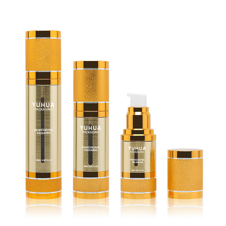 Cylinder Lotion Airless Pump Bottle 15ml 30ml 50ml 100ml Gold Empty Essence Pump Bottle