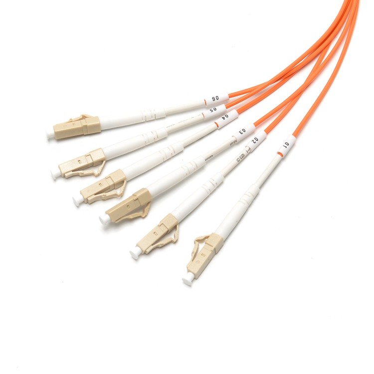 OM3 6 Core Fiber Optic Patch Cord , Multi Mode Simplex LC LC Fiber Jumper 3.0mm