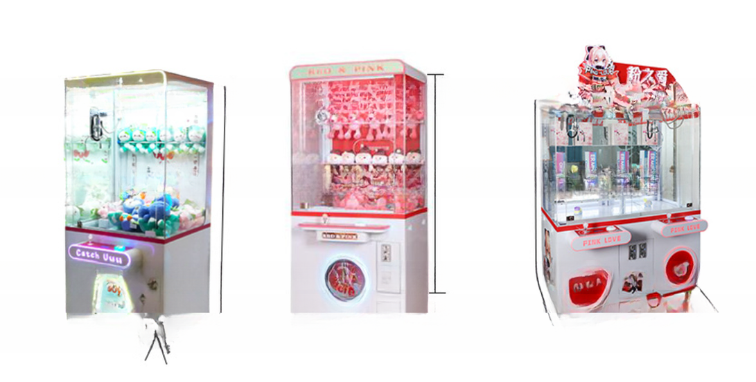 Earn money coin operated fully transparent hardware cabinet doll machines for stuff toys
