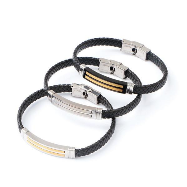 Leather rope bracelet trendy retro leather woven stainless steel men's bracelet
