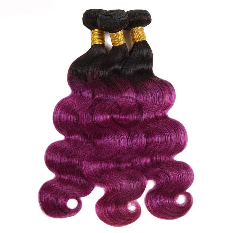 #T1B/Purple Body Wave Remy Human Hair Bundles Sew In Weave Bundles Brazilian Bundle Deals
