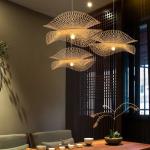 Modern Black Wood E27 Bulb Bamboo Pendant Light Norbic Home Deco Bamboo Weaving