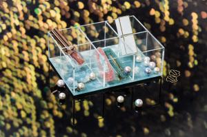 Quality 17.5x13x6cm Green Glitter Clear Aesthetic Desk Organizer wholesale