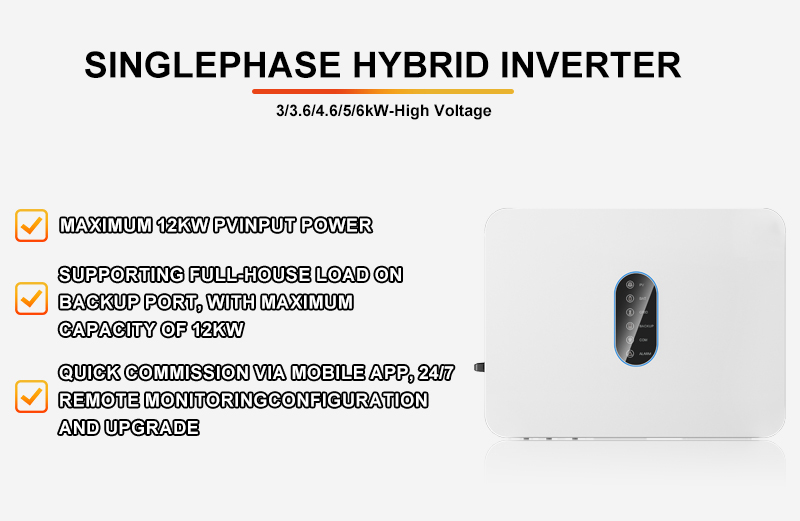 360V 3kw 4.6kw Single Phase Hybrid Inverter IP66 5kw 6kw Hybrid Solar Inverter On/Off Grid 360V 3.6kw Solar Inverter with MPPT