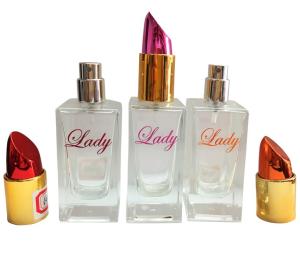 Quality Cute Square Glass Perfume Bottles / 30ml Antique Perfume Bottles With Lipstick Caps wholesale