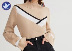 Quality Mock Neck Fashion Womens Knit Pullover Sweater Computer Machine Knit wholesale
