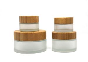 Quality 100g Bamboo Top Glass Makeup Pots Anti Mold Body Lotion Containers wholesale