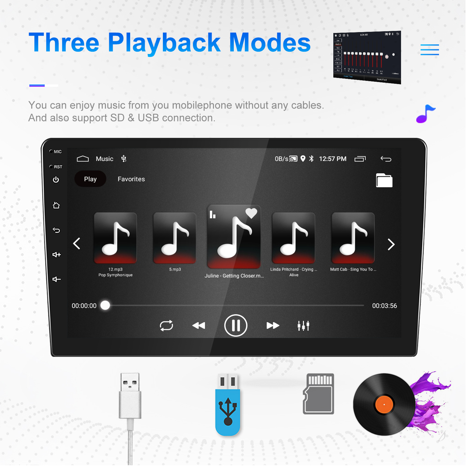 7/8/9/10/12/13 inch Wireless CarPlay Android Player with Build-in 2DIN GPS Navigation