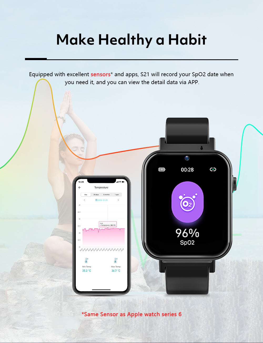 1.75inch 320 * 385 Resolution 1.5 Hour Charging Time Face Recognition Video Chat 4G S21 Smart Watch for Weather Monitoring
