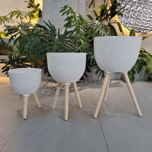 Quality Rustic Fiber Clay Planter Waterproof With Drainage Holes wholesale