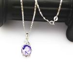 Sterling Silver Jewelry 9x11mm Oval Amethyst Cubic Zircoina Pneant (PSJ0416)