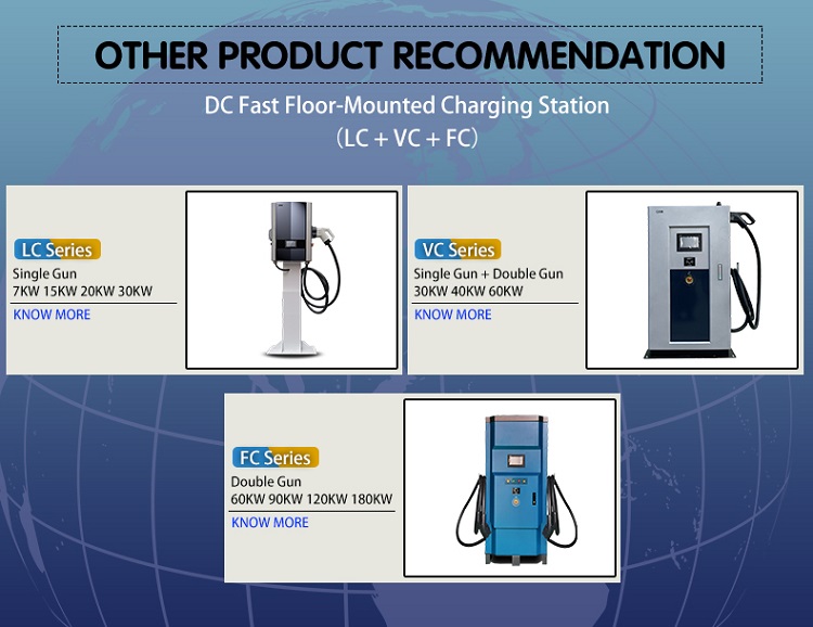 60KW DC EV Charger 2 Guns Electric Vehicle Bus Car EV Fast Charging Station with Nominal Input Voltage 380 VAC ± 15%