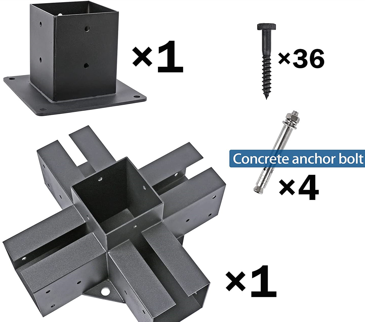 Sturdy Steel Base Brackets and Bolts for Durable Pergolas and Garden Structures
