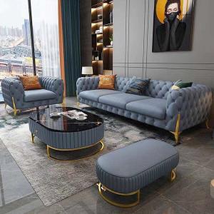 Quality Luxury Blue Leather Sofa Set Living Room Furniture Durable Eco Friendly wholesale