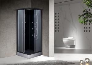 Quality Square Bathroom Shower Cabins Grey Acrylic ABS Tray Black aluminium wholesale