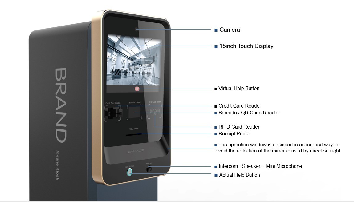 Parking Lot 250cd/m2 15" Self Service Parking Kiosk 1280×1024