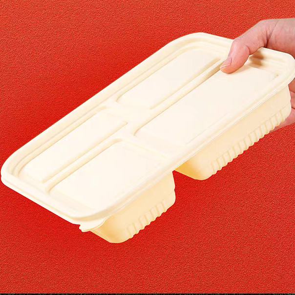 Degradable 3 Compartment Biodegradable Food Boxes Take Out Lightweight