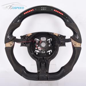 Quality LED Carbon Fiber 997 Alcantara Steering Wheel Smooth Porsche Racing 350mm wholesale
