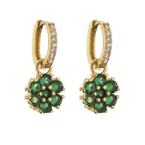 Quality Brass Jewelry Micro Pave 18k Gold Earrings Zircon Crystal Colored Diamond Flower Drop wholesale