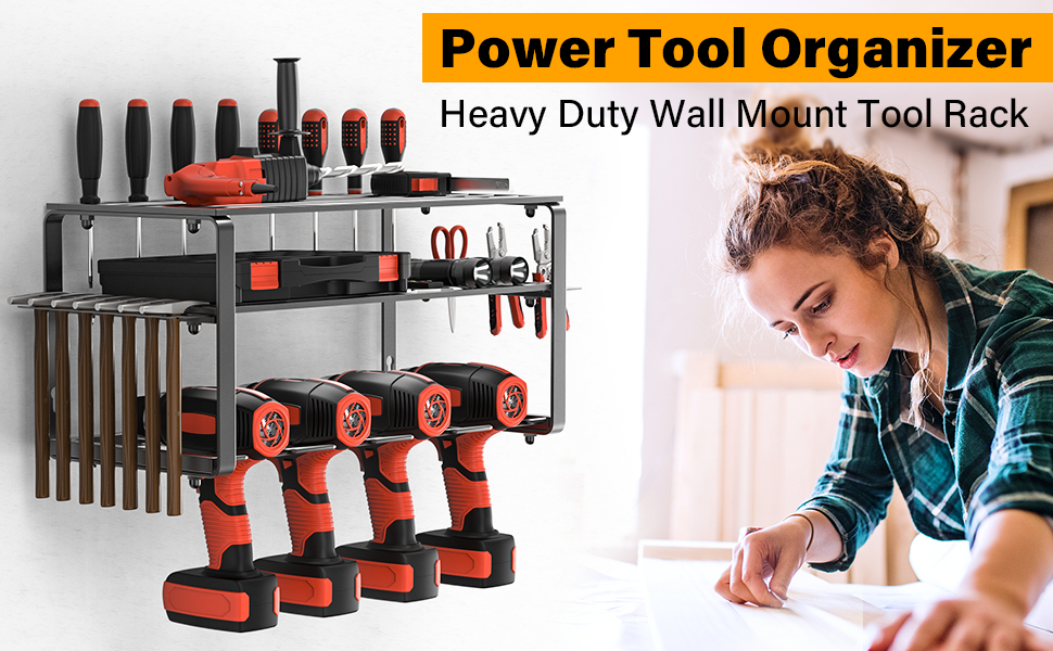 Effortless Wall Mount Storage Solution for Power Tool Organization in Garage