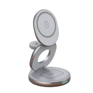 Quality Zinc Alloy Metal Wireless Charging 3 In 1 Wireless Charger Multiple Devices Non Rotatable wholesale