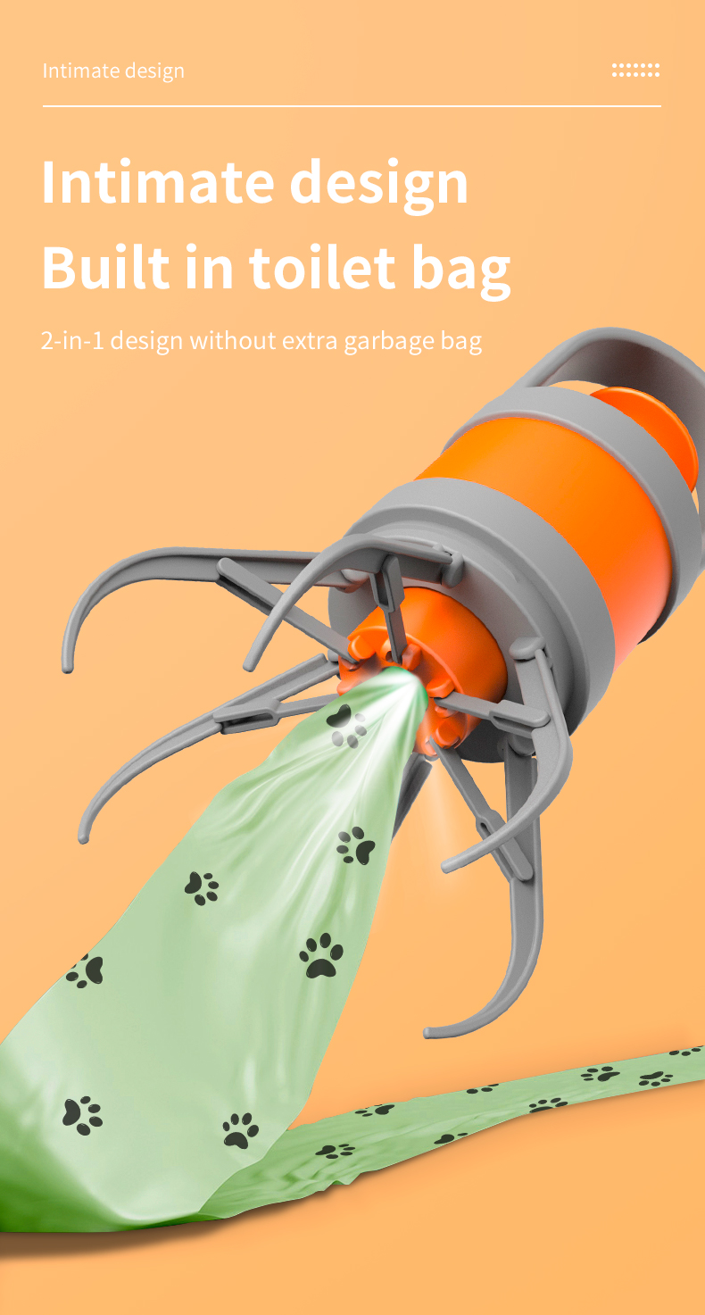 Orange Octopus Poop Scooper With Bag Customized Pooper Scooper Storage