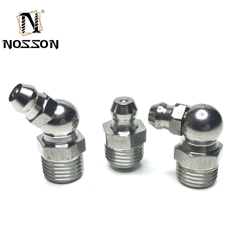 Female Connection 90 Degree Nipple Grease Fitting for White Grease Gun Nozzle and Customized Size Grease Hose