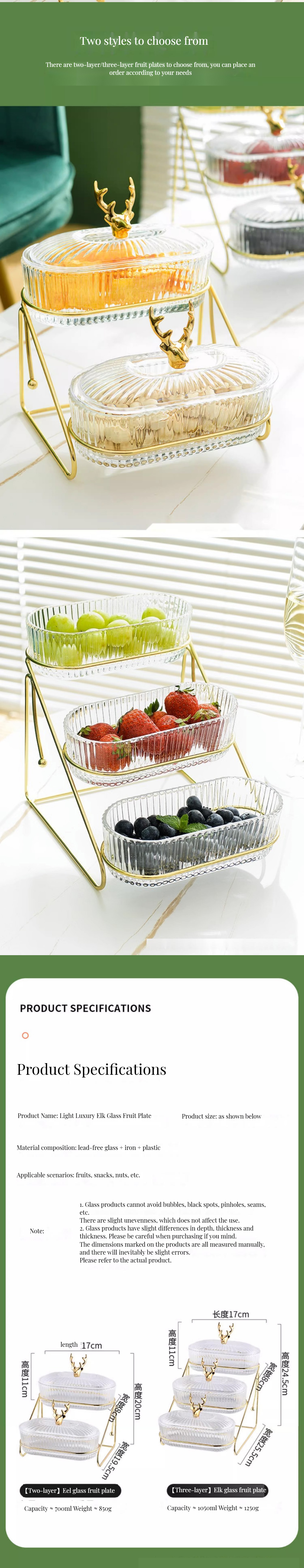 Golden Deer Minimalist Design Glass Plate Set Perfect for Food Storage Back to School