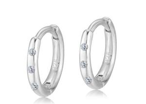 Quality 0.06ct Diamond Huggie Hoop Earrings 8mm 7mm 6mm size 1.3-1.5g Weight wholesale