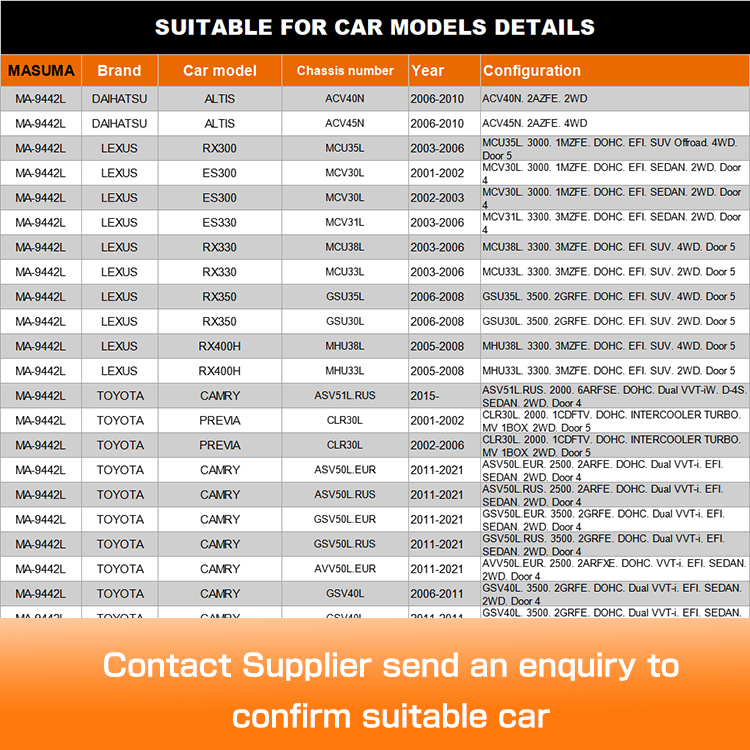 OE NO. 48069-33060 MASUMA Custom Auto Suspension Control Arm for DAIHATSU ALTIS ACV40