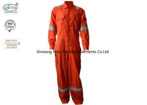 Quality 260gsm Orange Pure Cotton Fire Retardant Jumpsuit Anti Electrical Arc Flash wholesale