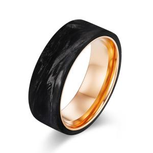 Quality New Arrival Plated Gold and Rose Gold Forged Carbon Fiber Wedding Bands Mens Jewelry wholesale