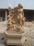 Three Angels White Stone Wall Water Marble Fountain Pool