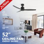 Energy Saving And Low Noise DC Motor Solid Wood Ceiling Fan 52" Diameter