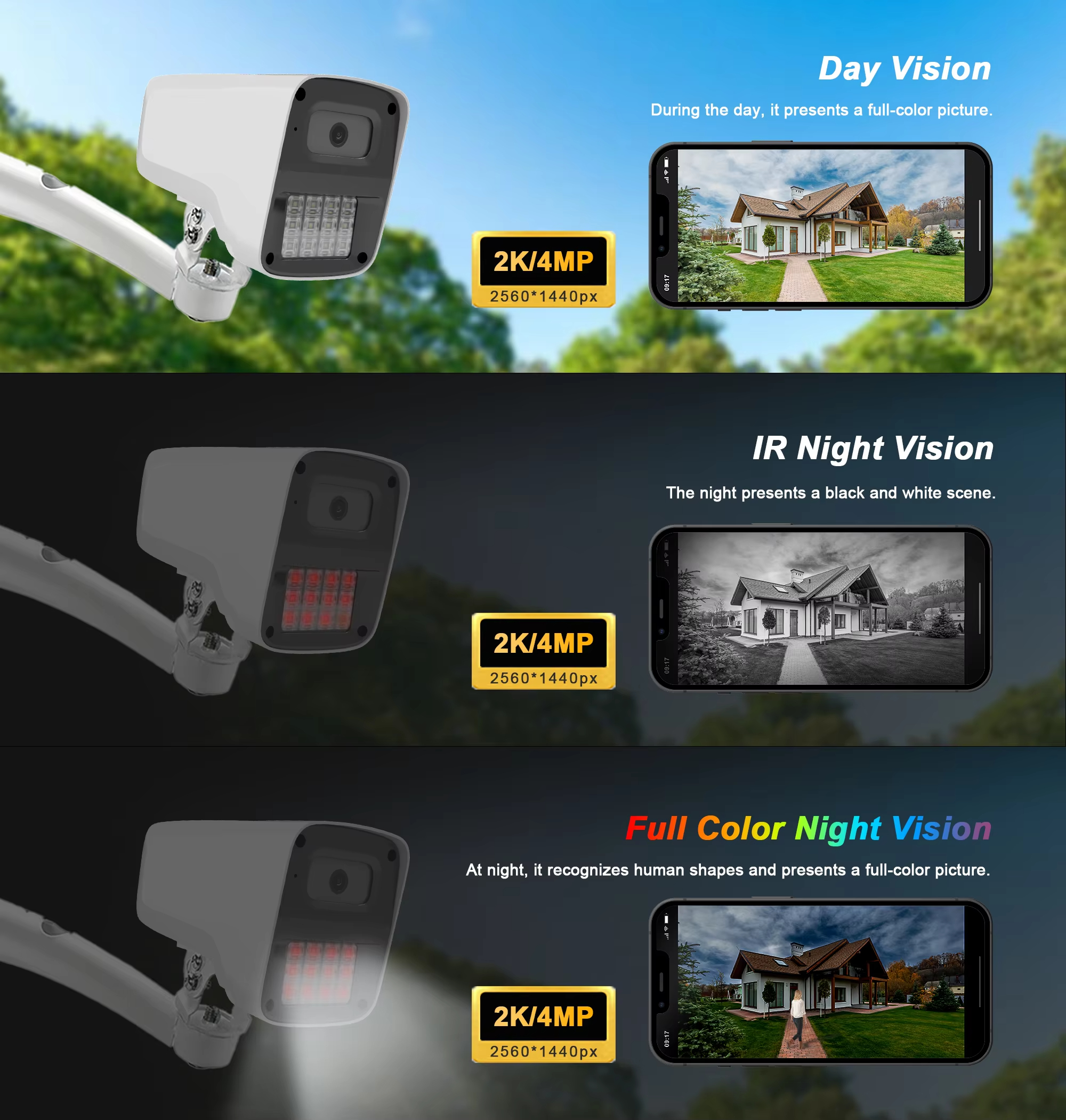 Outdoor Two Way Audio Dual Light Night Vision Network Camera HD Security 4MP 5MP IP PoE CCTV Bullet Camera