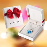 0.79x0.98in Double Heart Cross Necklace Austrian crystal Blue Crystal 925
