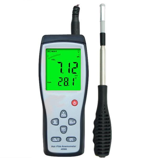 Digital Hot - Film Anemometer Wind Speed Meter Air Velocity Wth Temperature