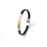 Leather rope bracelet trendy retro leather woven stainless steel men's bracelet