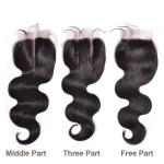 Free Middle 3 Part Lace Top Closure 120% Brazilian Virgin Hair Body Wave Closure