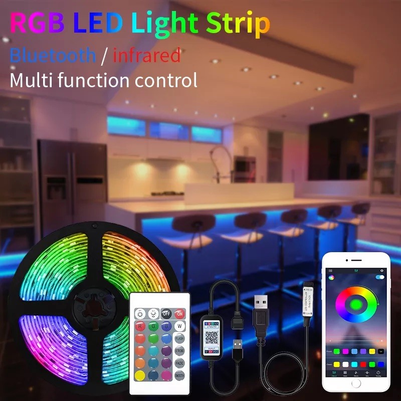 USB Car Headlight LED Tube Strip SMD 5050 RGB Colorful DC 5V Flexible