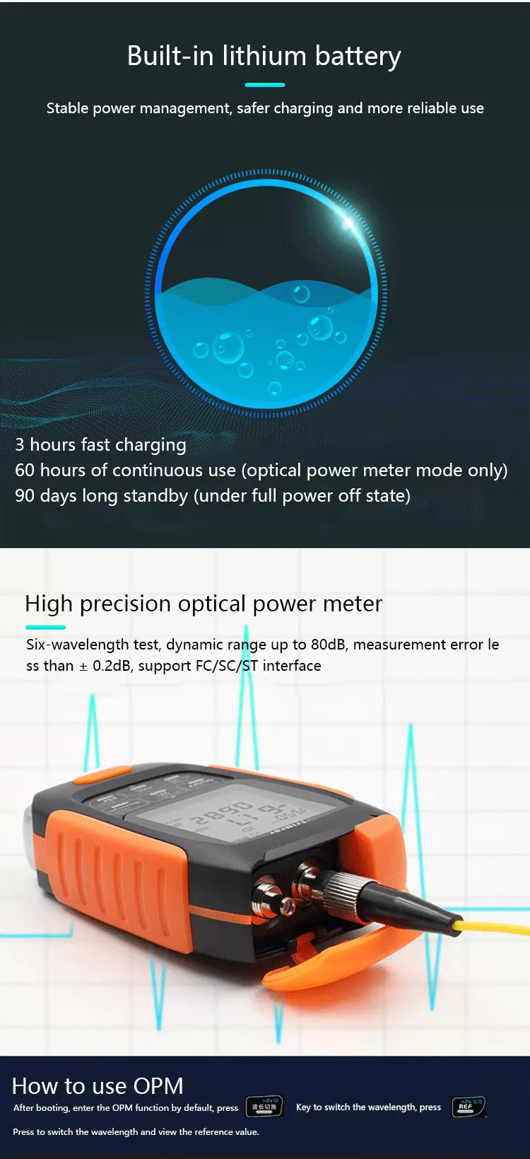 TriBrer APM50 Mini Optical Power Meter OPM FTTH Multifunction