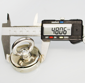 A3 steel NdFeB magnet 148 LBS 67 KG Pulling Force D48mm Rare Earth POT Magnet with Eyebolt