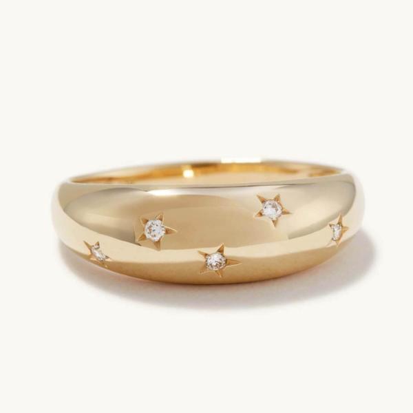 Eternity Band Rings Brazilian 18K Gold Jewelry Star 925 Sterling Silver Dome