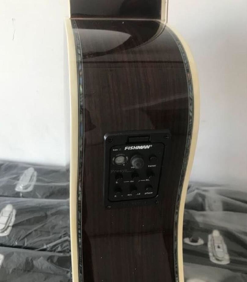 Classical Acoustic Guitar Grand Cutaway 41" Solid Spruce Top Rosewood back&side 301 EQ Abalone Binding